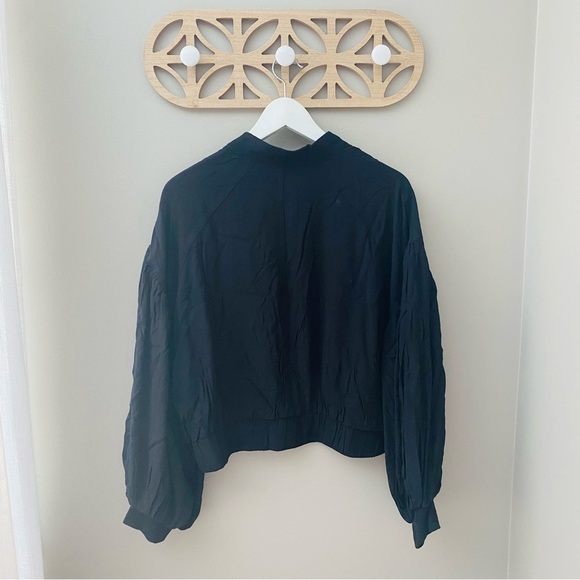 Free People On Pointe Bomber Jacket Black Sz Small - Picture 6 of 8